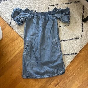 All Saints blue off the shoulder dress